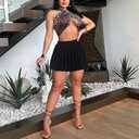 Women's Mini Pleated Skirts Sexy Club Y2k High Waist Stretchy Tennis Skater A-line Skirt, XL 