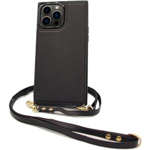 Wallet Case Compatible with iPhone 15 Pro Max, Crossbody Case RFID Blocking Card Holder Magnetic Flip Folio Purse, Shockproof Leather Strap Case Cover for iPhone 15 Pro Max 6.7'' 2023 Black