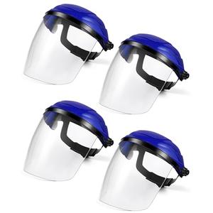 Tellegloww 4 Pack Safety Face Shield for Grinding and Cutting, Full Impact Resistant Face Shield Mask for Work Chemical Woodworking (Blue)
