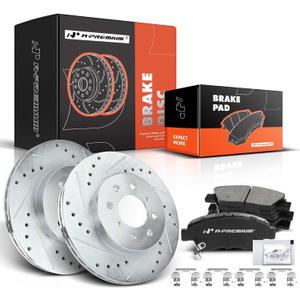 A-Premium 10.32 inch(262 mm) Front Drilled and Slotted Disc Brake Rotors + Ceramic Pads Kit Compatible with Select Honda Models - Civic del Sol 1994 1995 1996 1997 1.6L, Fit 2007 2008 1.5L 6-PC Set