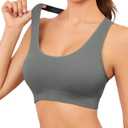 Black Sports Bras Workout Tank for Women Yoga Gym Top with Built Bra Woman Seamless Crop Fitness Racerback Bra Top (Gray, S)