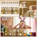 Yousoontic Rustic Easter Bunny Decor with LED Lights, 9-piece Wooden Plaid Bunny Centerpiece, Farmhouse Vintage Brown Rabbit Sign for Mantel, Tiered Tray, Dining Table and Spring Home Decoration