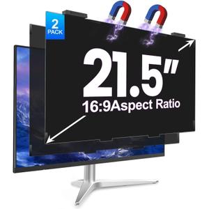 2Pack Magnetic 21.5 Inch Privacy Screen for Computer Monitor 16:9 Aspect Ratio, Hanging Removable Anti-Blue/Glare Protector Film, Anti Spy Desktop Security Private Filter 21.5in