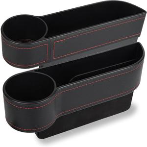 MORDEN MS 2 Pack Car Seat Gap Filler Organizer, Automotive Front Seat Storage with Cup Holder, Auto Console Side Extra Storage Boxes - Passenger & Driver Side