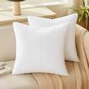 Oubonun 18 x 18 Throw Pillow Inserts - Soft, Plush & Decorative Down Alternative Pillows for Couch Sofa Bed, Machine Washable - White, Pack of 2
