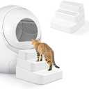 BALAPET Adjustable 3 Steps Litter Box Ramp with Filter Function, Detachable Litter Trapper, Non-Slip Cat Litter Stair for Small & Elderly Cats(White)
