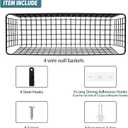 4 Set [EXTRA LARGE] Hanging Wall Mount Storage Baskets with Adhesive Hooks & Steel Hooks, Multiuse Sturdy Wire Metal Organizing Baskets for Home Kitchen Bathroom Pantry Utility Organizer, Black