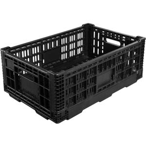 Collapsible Storage Bin Containe，52 Liter Transferheavy duty Black plastic storage box,milk crates heavy duty Transit storage (1)