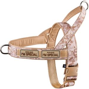 No Pull Dog Harness for Medium Large Dogs, Escape Proof Adjustable Dog Harness Brown Camo, M (M-Chest size 20.8-27.5'')