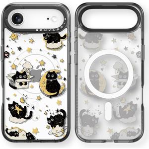 Bouvardia for iPhone 17 Air Case, Compatible with Magsafe, Cute Girly Design for Women, Shockproof & Aesthetic, Cats & Stars