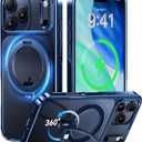 CASEKOO 360 Spin Magnetic Stand for iPhone 17 Pro Max Case with [Fit for MagSafe][17FT Military Protection] Slim Polished Frame Titanium Alloy Sturdy Stand 6.9", Glossy Deep Blue