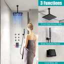 SKOWLL Matte Black Shower Faucet Set, High Pressure Ceiling 12 Inch LED Shower Head with Handheld Bathroom Full Body Shower System Include 6 Body Spray Jet