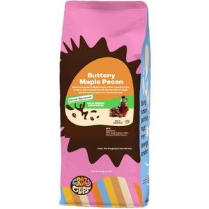 Crazy Cups Decaf Flavored Ground Coffee, Decaffeinated Buttery Maple Pecan Coffee, For Brewing Flavored Hot or Iced Decaf Pecan Coffee, 10oz (BB: June 13, 2025)