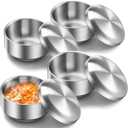 Reallnaive 4 Sets 17 oz Stainless Steel Korean Soup Rice Insulated Bowl with Lid for Metal Cereal Kitchen Restaurant Double Walled Anti Scalding Bowls for Soup Salad Noodles (Sliver)
