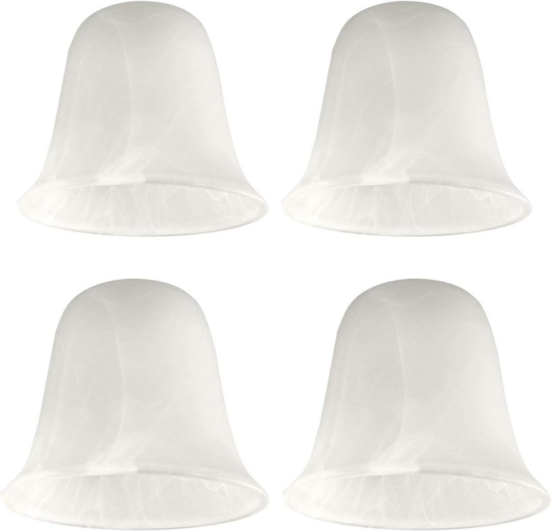 Giluta Bell Shaped Glass Shade, Alabaster Glass Shades Replacement for ceiling fan light wall light and pendant, Lipless with 1-5/8-inch Fitter Opening, 4 Pack