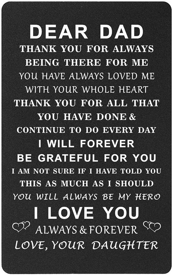 4 x TGCNQ Dad Gifts, Christmas Card for Dad from Daughter, Engraved Metal Wallet Card for Birthday Fathers Day