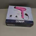 Conair Hair Dryer with Retractable Cord, 1875W Cord-Keeper Blow Dryer,Pink (3 Piece Set)