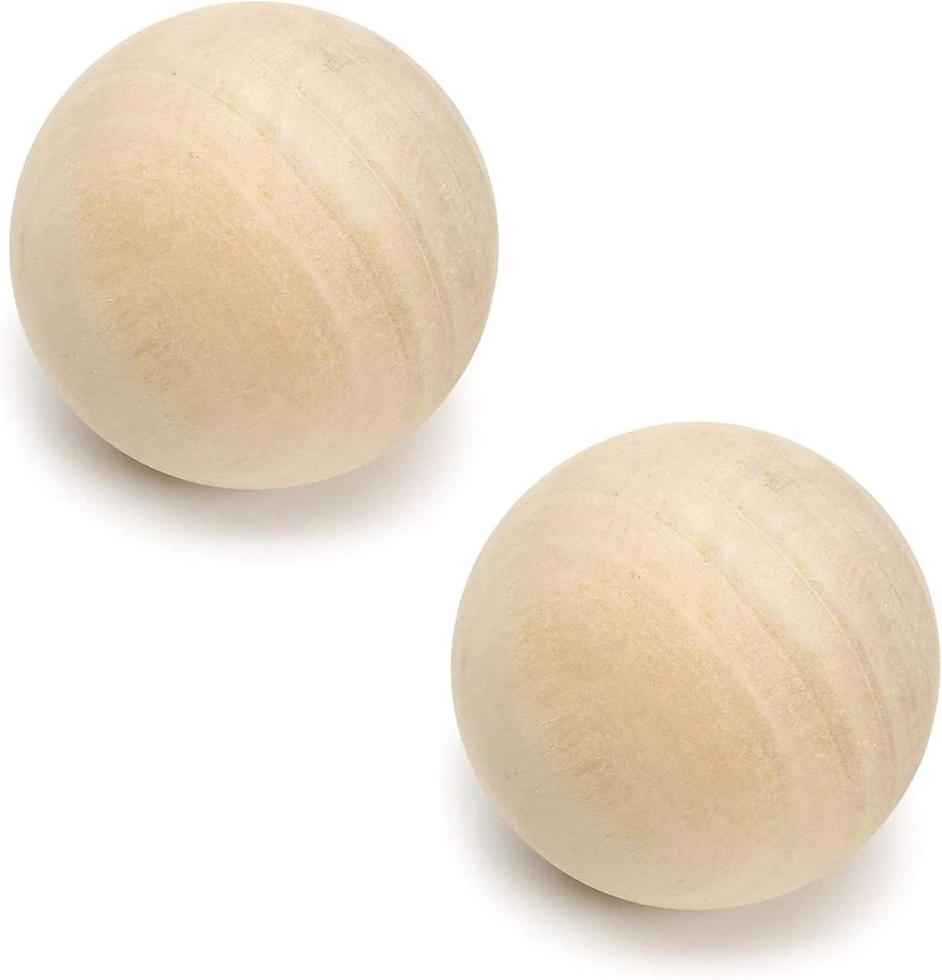 CYS EXCEL 5" Decorative (2 PCS) Round Unfinished Sphere | DIY Arts & Crafts Wooden Balls, Natural Wood