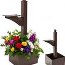 Colingmill 1 Set Iron Mailbox Posts with Planter Box for Outside 56 Inch / 4.6 ft Tall Decorative Mount with Flower Box Heavy Duty Architectural Post(Brown)