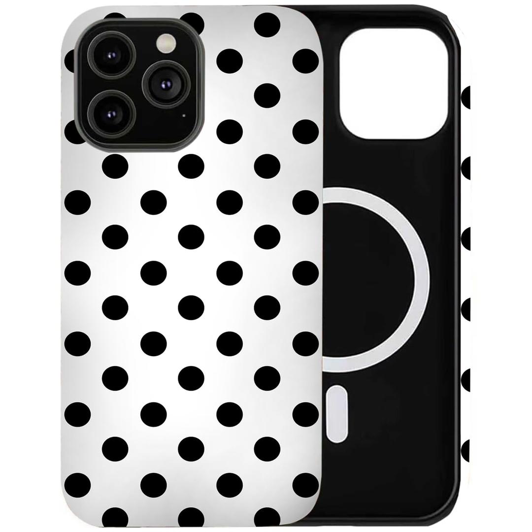 Case Compatible with iPhone 16 Pro Max,[Compatible with MagSafe] Polka Dot Pattern Aesthetic Design Phone Case for Girl Women Boy Men,Dual-Layer Fashion Design Black