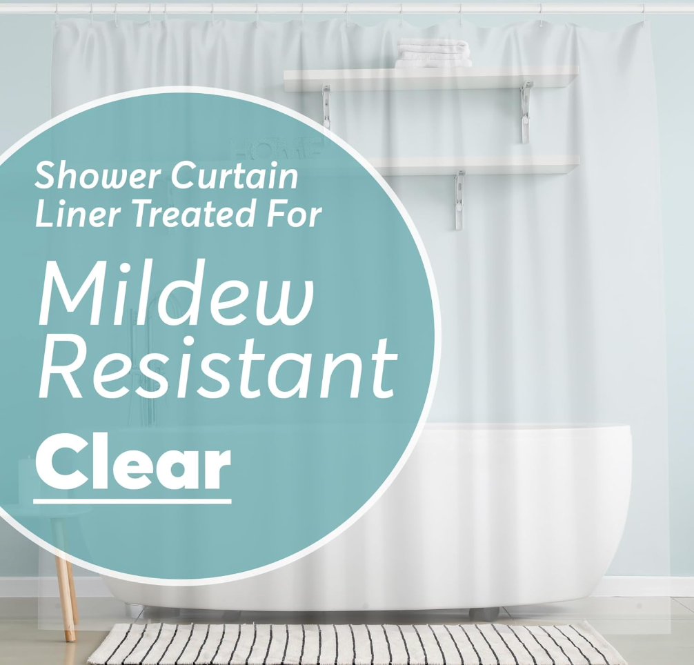 BigFoot Clear Shower Curtain - 72x72 Odorless Plastic with Magnets, Washable Long Bathroom Curtain - Premium PEVA Waterproof Bath Curtain, Rust-Proof Bathroom Essentials