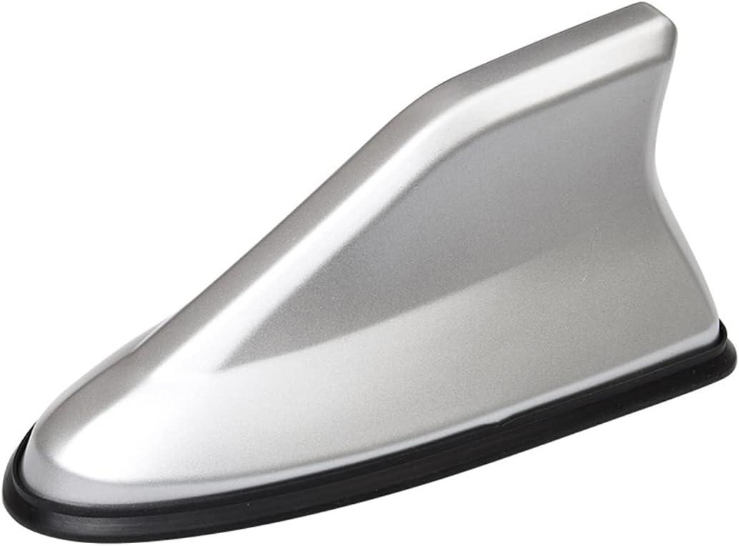 Car Shark Fin Antenna Cover, Roof Aerial Base AM/FM Radio Signal for Car SUV Truck, Vehicle Shark Fin Shape Cover with Adhesive Tape, Car Accessories Antenna Replacement Fits Most Cars (Silver)