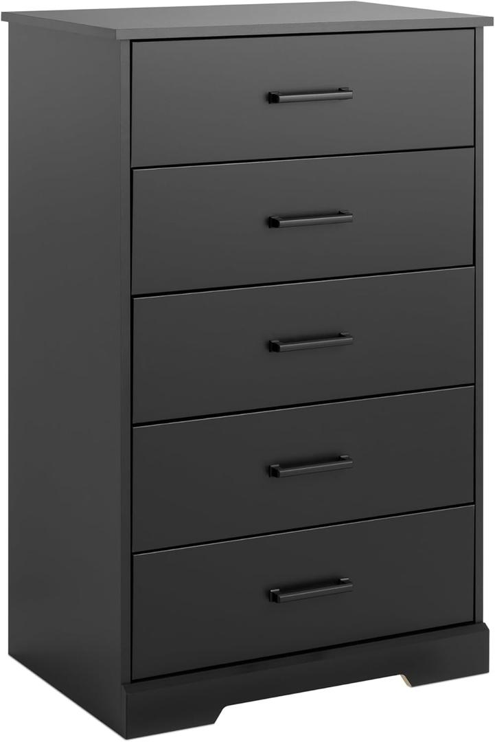 Prepac Rustic Ridge Farmhouse Dresser, Black Dresser for Bedroom, Chest of Drawers with 5 Drawers 18.5" D x 27.5" W x 43.5" H, BBDR-1605-1