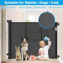 Reinforced 42" Tall X 80" Wide Retractable Dog Gate for Hallway Extra Tall Baby Gates for Dogs Indoor High Reinforced Bar Retractable Baby Gates for Doorways Extra Wide Pet Gate Outdoor, Black