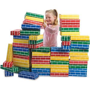 Lillian Vernon Primary Building Bricks | Set of 24 Kids Cardboard Blocks , Each 9" x 4" x 2"