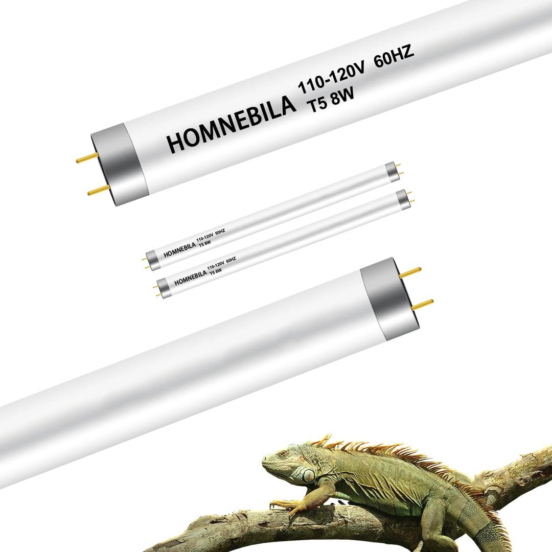 T5 10.0 UVB Reptile Light Bulb 8W, UVA UVB Light Bulb for Reptiles, 2 Pack Reptile UVB Lamp Tube 12 Inch, for Bearded Dragon, Lizards, Chameleons