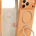 TORRAS Ostand Q3 Silicone for iPhone 17 Pro Max Case, Fit for MagSafe, 360 Spin Ring Stand, Liquid Silicone Cozy Vibrant Grip, Camera Control, Protective Case for iPhone 17 Pro, Pastel Orange