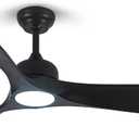 52 Black Outdoor Ceiling Fan with Light, Rustic Farmhouse Ceiling Fan with Light and Remote, 3 Blade Wood Propeller Ceiling Fan for Bedroom Patios, Large Air Flow 3-Color Dimmable Ceiling Fan Light