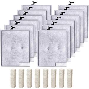 12pcs Large Filters Cartridges+8pcs Ammonia Reducer Filter Pads for Aqueon QuietFlow Power Size 20/30/50/75 & E Internal Power Size 40 & Canister Filter Size 200/300/400 & Zilla Large