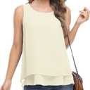 Jouica Women's Sleeveless Chiffon Tank Top Double Layers Casual Blouse Tunic (Yellow, L)