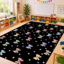 Frienda 13 x7.5 ft Large Classroom Rug for Back to School Decor Green Leaves Rug Non Slip Carpet Soft Nylon Learning Rugs for Reading Corner Circle Time School Classroom Decor