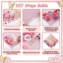 Ovveroche 63 Pcs Pink DIY Graduation Cap Decoration Kit, Grad Cap Topper with Paper Flowers, Bow, 3D Butterflies, Leave Pearl Letter Number Stickers for Personalized 2026 Grad Hat Decor