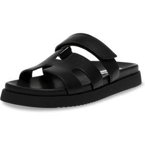 Steve Madden Women's Mayven Slide Sandal (8, Black Leather)