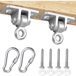BETOOLL 2400lb Capacity Heavy Duty Swing Hangers for Wooden Sets Playground Porch Indoor Outdoor & Hanging Snap Hooks Silver Set of 2 (Silver 2pcs)