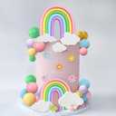 38Pcs Rainbow Cake Topper Boho Groovy Hippie Cake Decorations Pastel Balls Daisy Flower Cake Toppers for Retro Hippie Party Girl Birthday Party Groovy Bohemian Rainbow Wedding Party Supplies