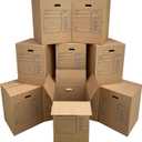 Uboxes Moving Boxes with Handles, 10 Premium Large, 18 x 18 x 24, Brown, BOXINDSLAR10