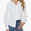 jonivey Womens Stretch Button Down Long Sleeve Shirt Soft Basic Wrinkle Free Work Business Formal Casual Blouse, Size L