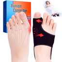 2PCS Bunion Corrector for Women & Men - Toe Alignment Corrector with Splint & Pads for Hallux Valgus Pain Relief, Toe Separator for Day/Night Support, New Anti Slip Gel Strap for Big Toe Straightener