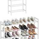 Mavivegue Expandable Shoe Rack for Closet, Adjustable Shoe Rack for Small Space (White, 4 Tier - Small)
