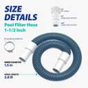 Pool Filter Hose Replacement Kit, 1.5" 3 Foot Heavy Duty Above Ground Pool Hose Compatible with Intex Pool Filter Pumps (4 Clamps+2 Adapters+2 Tapes)