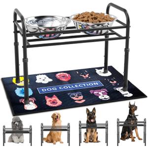 ADENGL Elevated Dog Bowls for Large Dogs  4 Height Adjustable Raised Stand with 21600ML Stainless Steel Bowls & Non-Slip Mat, Heavy-Duty Metal Frame Dog Feeder for Indoor & Outdoor Use (Height:8.7"-13.4")