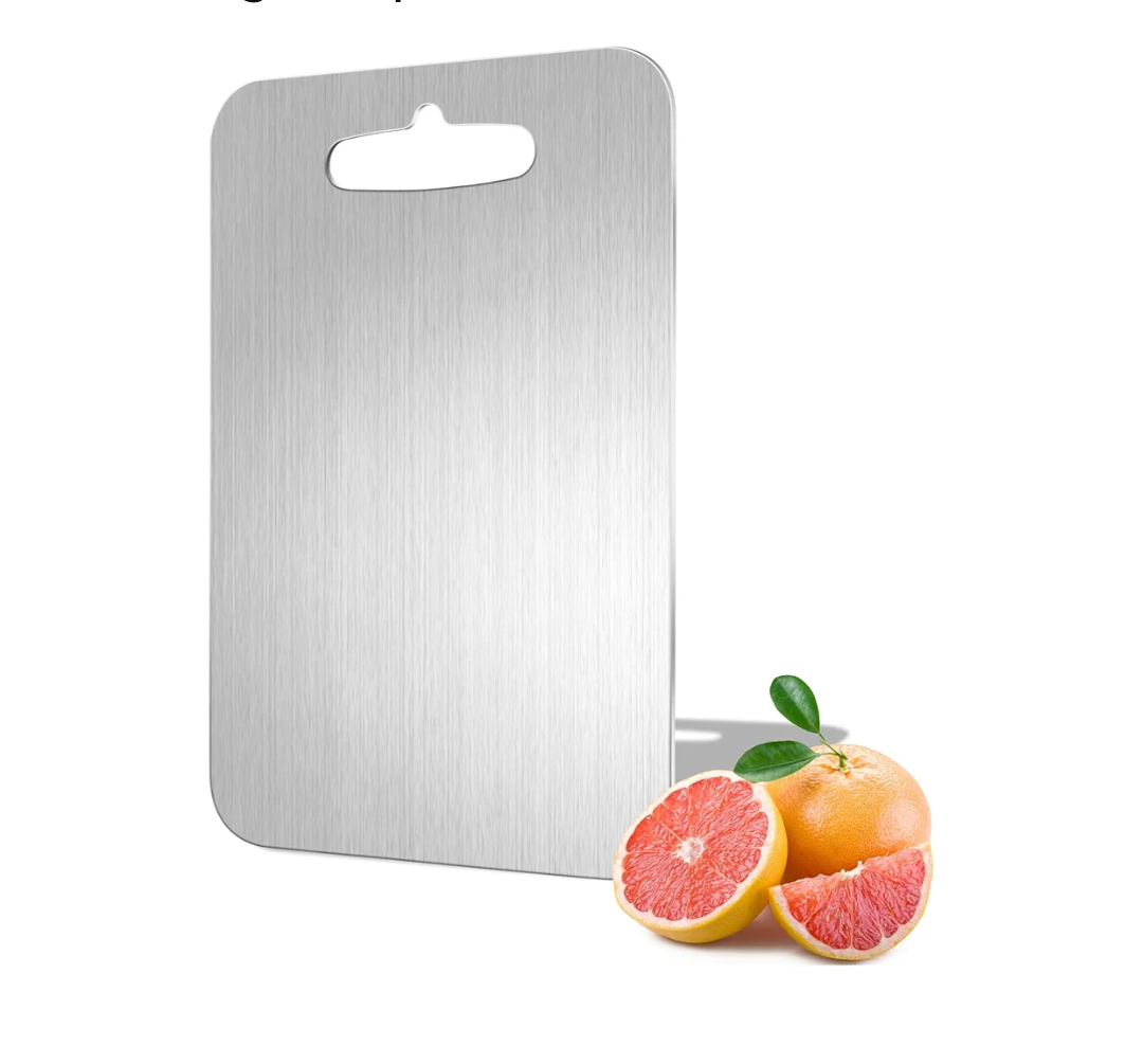 Titanium Cutting Board - Katuchef 100% Pure Titanium Cutting Boards for Kitchen Double Sided Non Toxic Titanware for Meat/Vegetables, Hygiene Durable Dishwasher Safe Metal Chopping Board Small