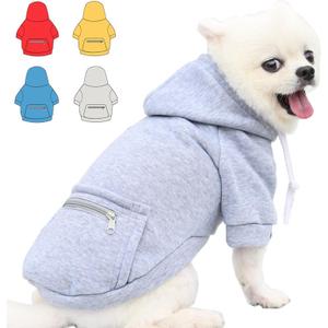 2 x Dog Hoodie for Small Medium Large Dogs,Fleece Hoodie for Dogs with Zipper Pocket,Fall Winter Warm Cat Puppy Sweatshirts(Grey,XL)