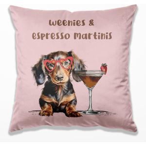Pink Dachshund Martini Pillow Covers 18x18, Dachshund Lover Gifts, Gifts for Cocktail Lovers, Funny Sausage Weiner Dog Throw Pillow Covers for Bar Home Living Room Bedroom Sofa Couch