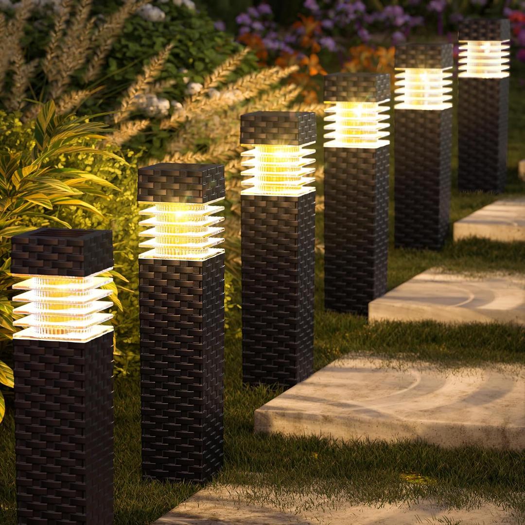 6 Pack Outdoor Solar Pathway Lights - Solar Landscape Lights Outdoor Walkway Solar Garden Lights for Lawn, Path, Yard Decor (Warm White)