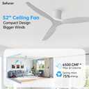 Sofucor 52" Solid Wood Ceiling Fan with Remote No Light Low Profile